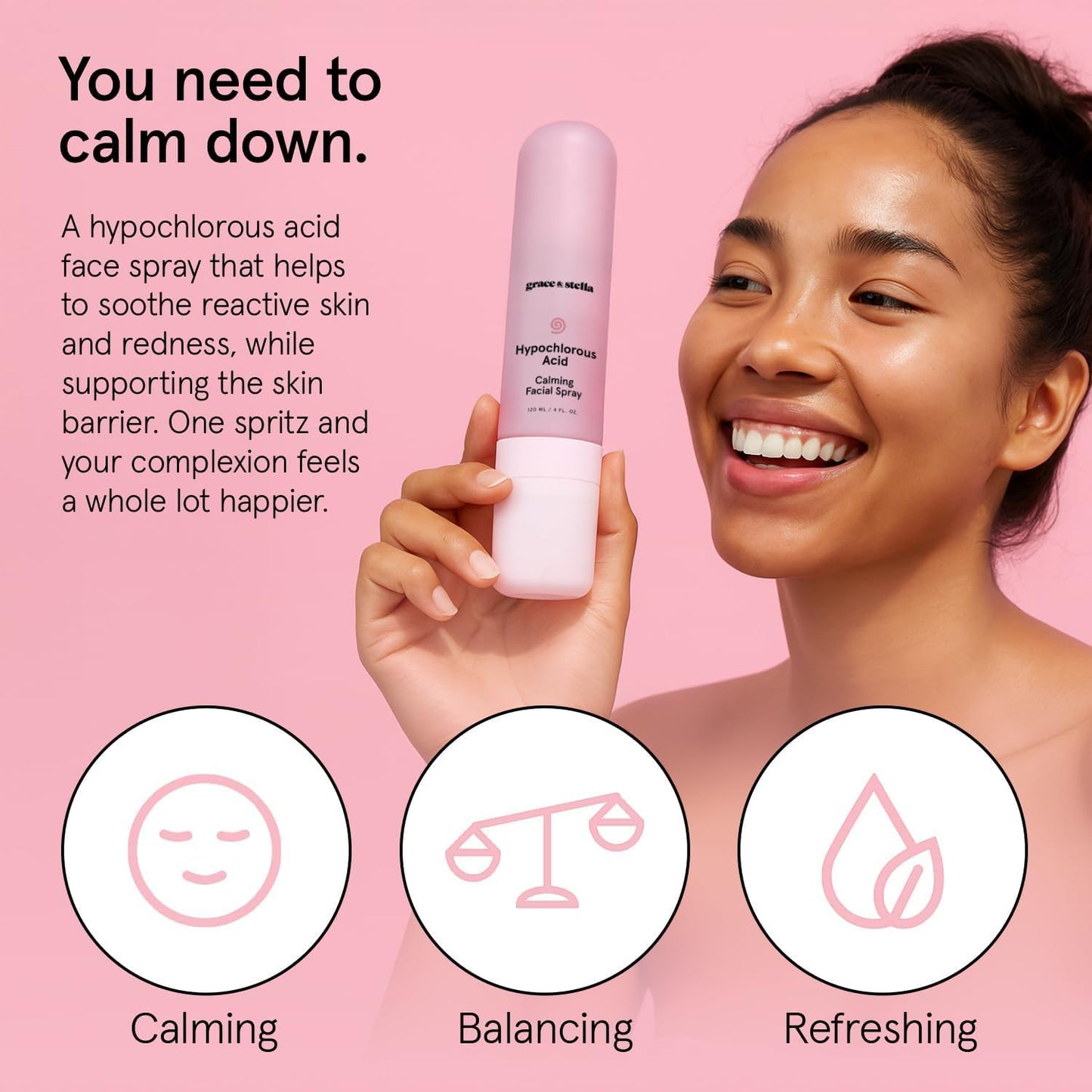 grace & stella Hypochlorous Acid Spray for Face - Body Acne Spray - Gentle Face Mist to Calm Redness & Flare-Ups Back Acne - Soothing Facial Mist Beauty and Personal Care grace & stella