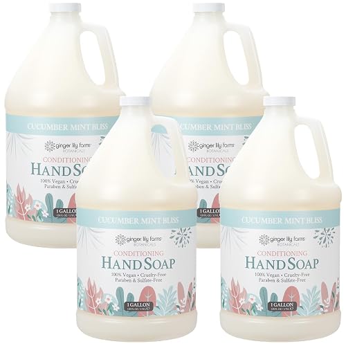 Ginger Lily Farms Botanicals Conditioning Liquid Hand Soap Refill, 100% Vegan & Cruelty-Free, Cucumber Mint Bliss Scent, 1 Gallon (Pack of 4) Beauty & Personal Care Ginger Lily Farms