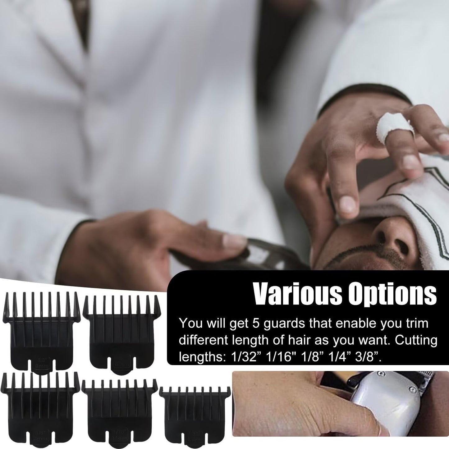for Andis PM-T/D-4-5 Pack Trimmer Attachment Combs - 1/32” 1/16" 1/8” 1/4” 3/8” Beauty and Personal Care USonline911