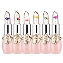 firstfly Pack of 6 Crystal Flower Jelly Lipstick, Long Lasting Nutritious Lip Balm Lips Moisturizer Magic Temperature Color Change Lip Gloss (Pink) Beauty & Personal Care firstfly