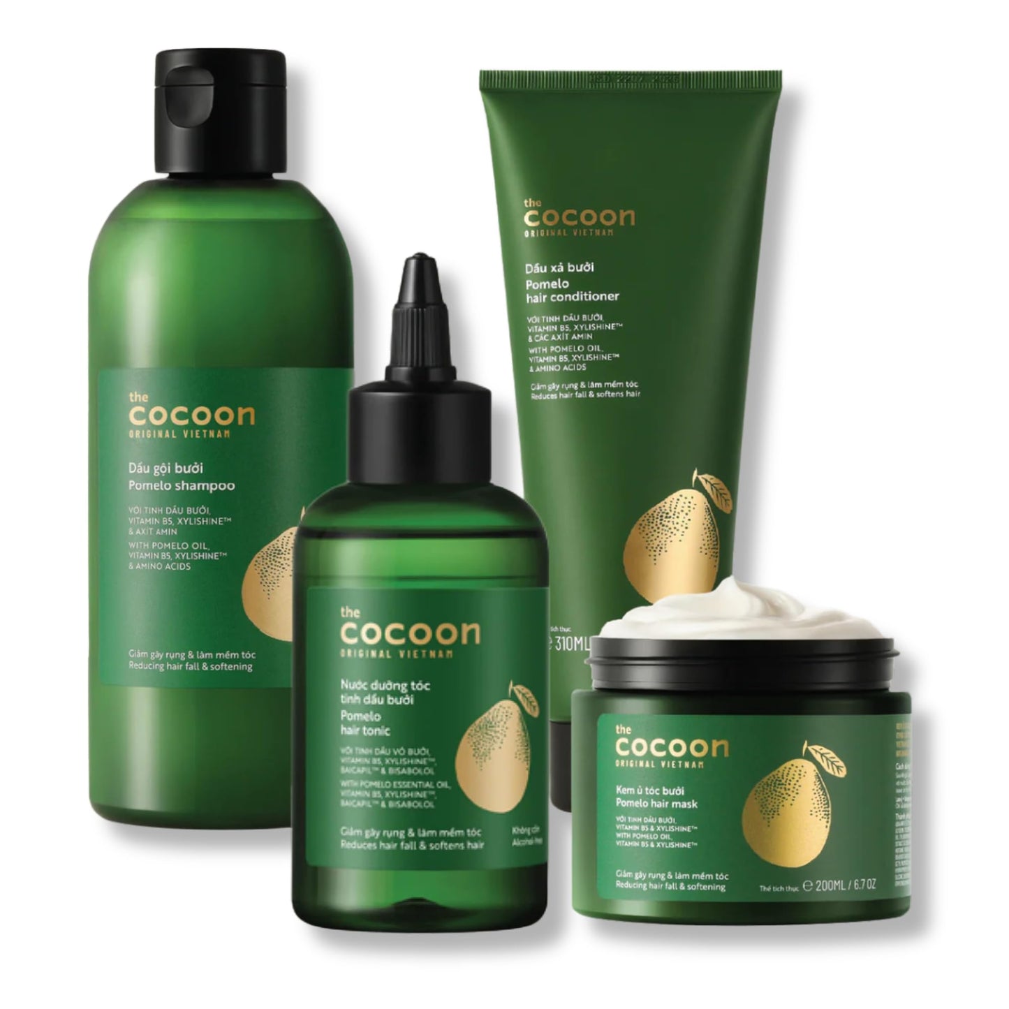 Cocoon Ultimate Hair Repair Set (SAVE 30%): Pomelo Tonic 4.7 fl oz, Shampoo & Conditioner 16.9 fl oz each, and Hair Mask 6.7 fl oz Beauty & Personal Care COCOONORIGINAL