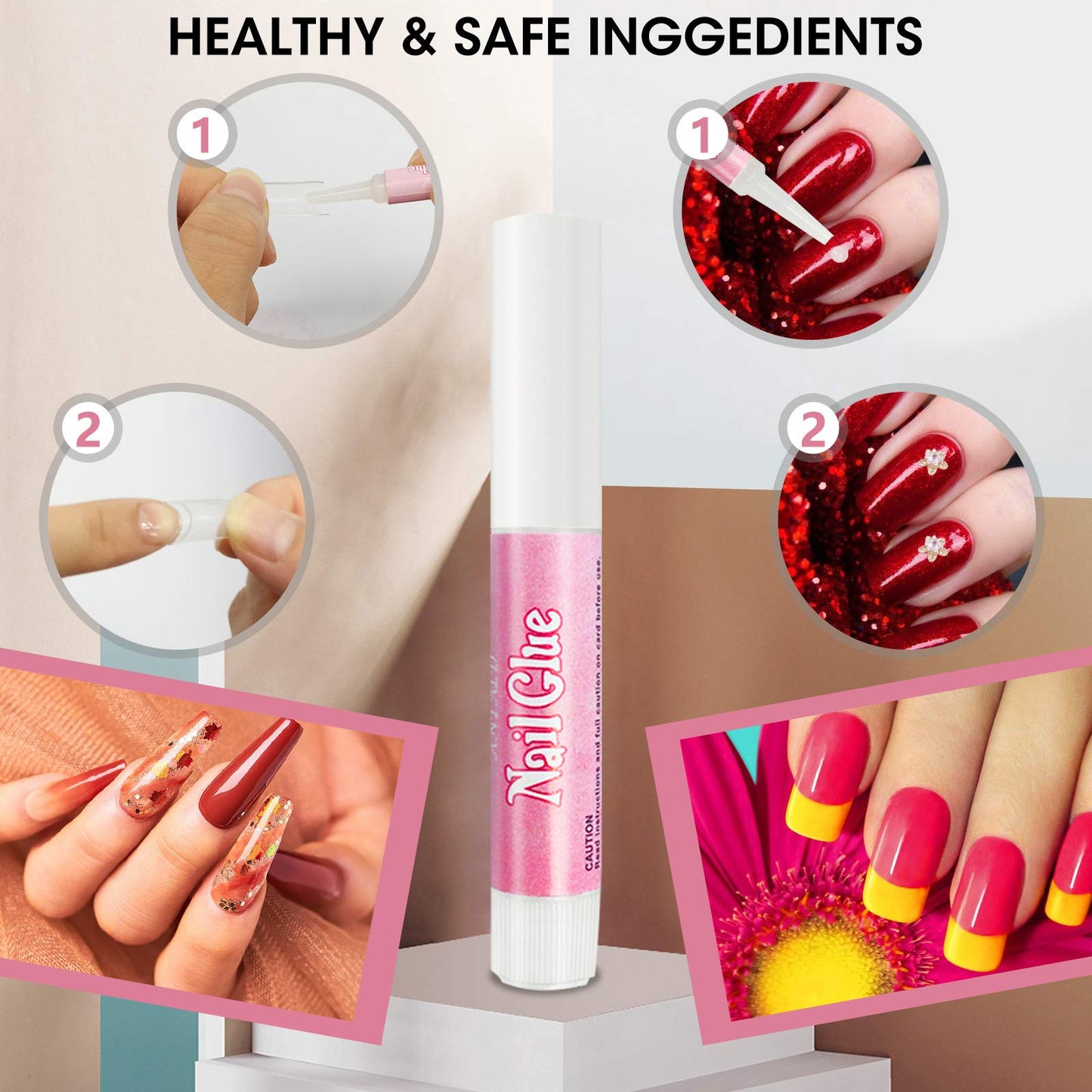 16 Pcs Nail Glues Set,10 PCS Nail Glue for Acrylic Nails,Adhesive Super Bond for Fake Nails,1 Nail Clipper Cutter for Fake Nails,5 Double Sided Emery Beauty & Personal Care Tailpa