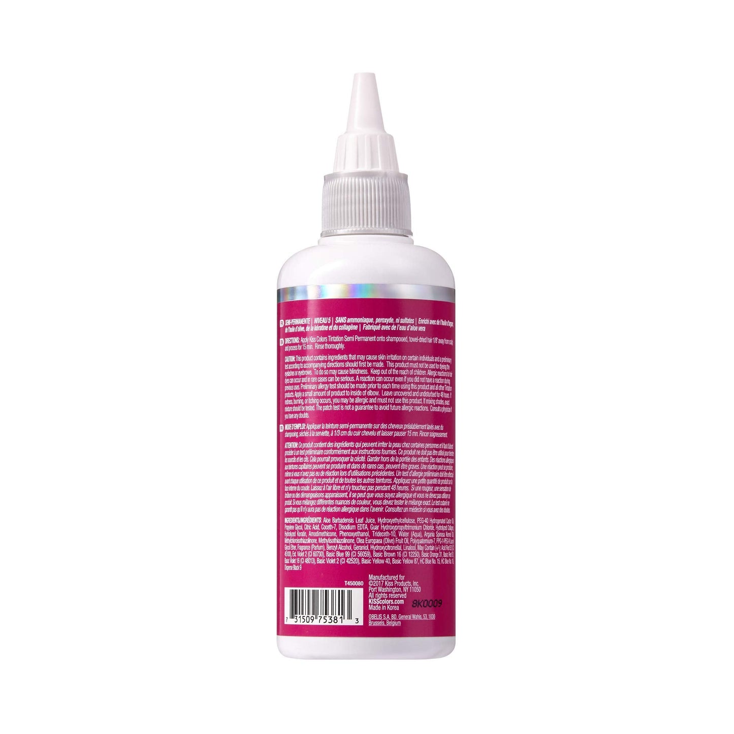 Red by Kiss Tintation Semi Permanent Hair Color, Aloe Vera Water Based, Argan Oil, Olive Oil, Collagen & Keratin, Long-Lasting Color Dye (Raspberry Beauty & Personal Care Red By Kiss