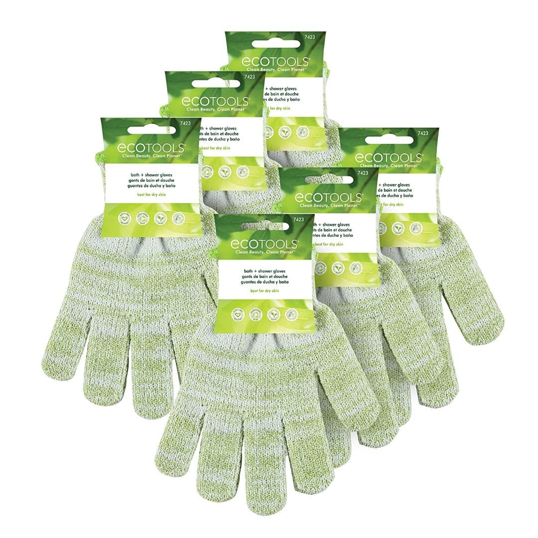 EcoTools Bath + Shower Gloves 6 Pack, Exfoliating Gloves Remove Dead Skin & Cleanse The Whole Body, Bath Gloves To Scrub & Hydrate, Self-Tanner Beauty & Personal Care EcoTools