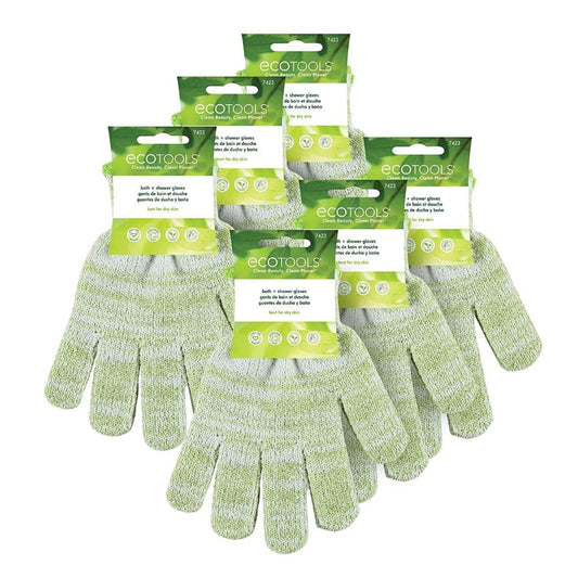 EcoTools Bath + Shower Gloves 6 Pack, Exfoliating Gloves Remove Dead Skin & Cleanse The Whole Body, Bath Gloves To Scrub & Hydrate, Self-Tanner Beauty & Personal Care EcoTools