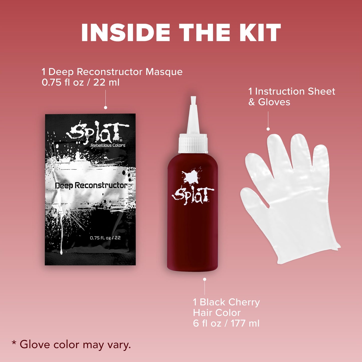 Splat Midnight Black Cherry Semi Permanent Hair Dye Box Kit, 1 At-Home Application, Vegan & Cruelty-Free Red Hair Color Kit with Masque, Lasts 30 Beauty & Personal Care Splat