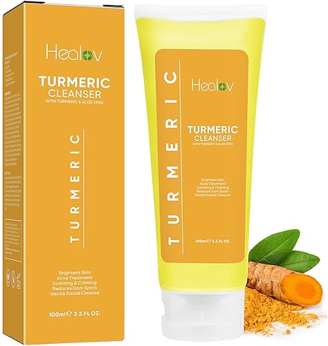 Healov Turmeric Face Wash, Turmeric Clear Skin Liquid Soap - 100% Natural Anti Aging Exfoliating Facial Cleanser for Spots, Clearing Acne Scars, Age Beauty & Personal Care Healov