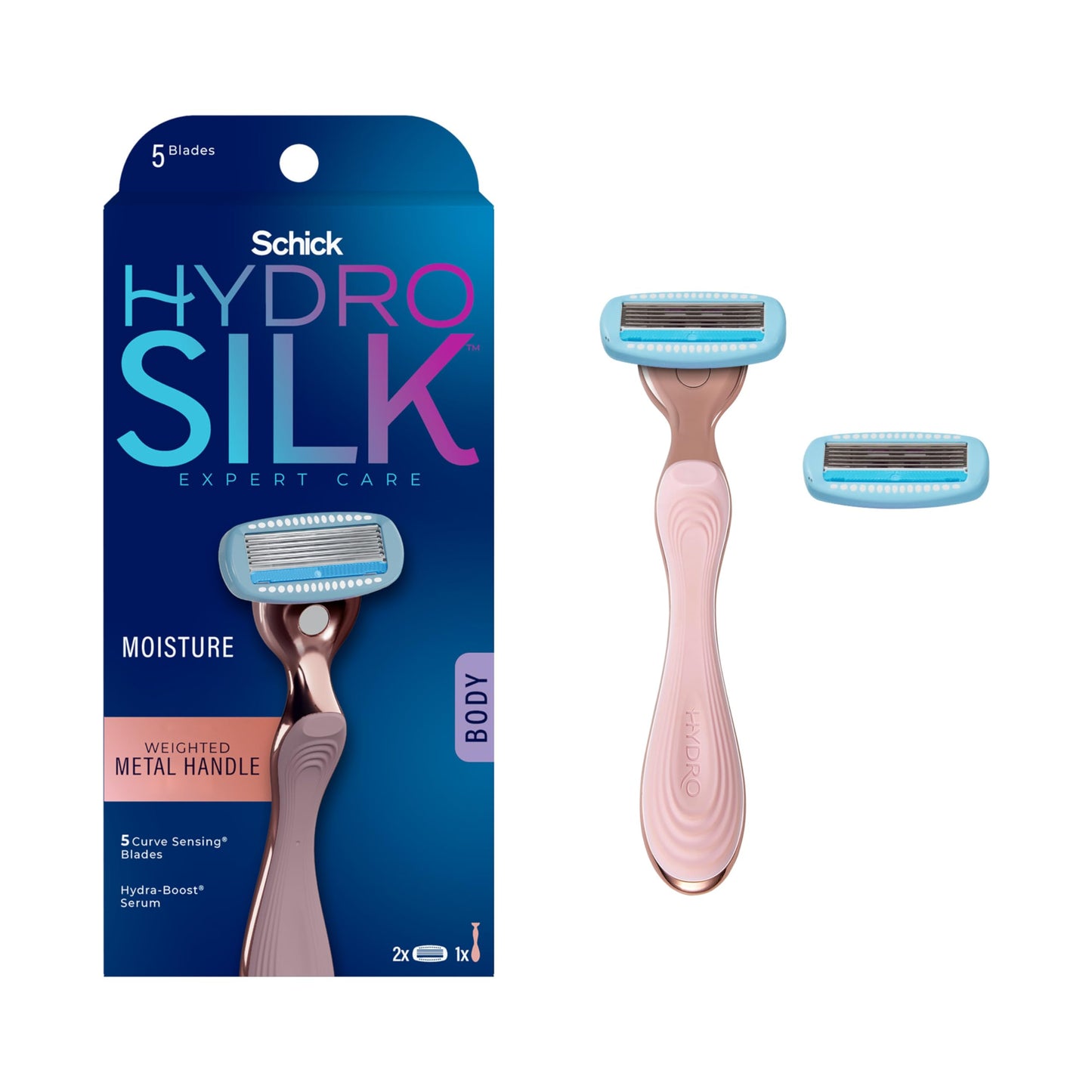 Schick Hydro Silk Rose Gold Metal Razor for Women - Womens Razors, 5-Blade Razors for Women, Includes 1 Womens Razor Handle & 2 Refills Beauty and Personal Care Schick Hydro Silk