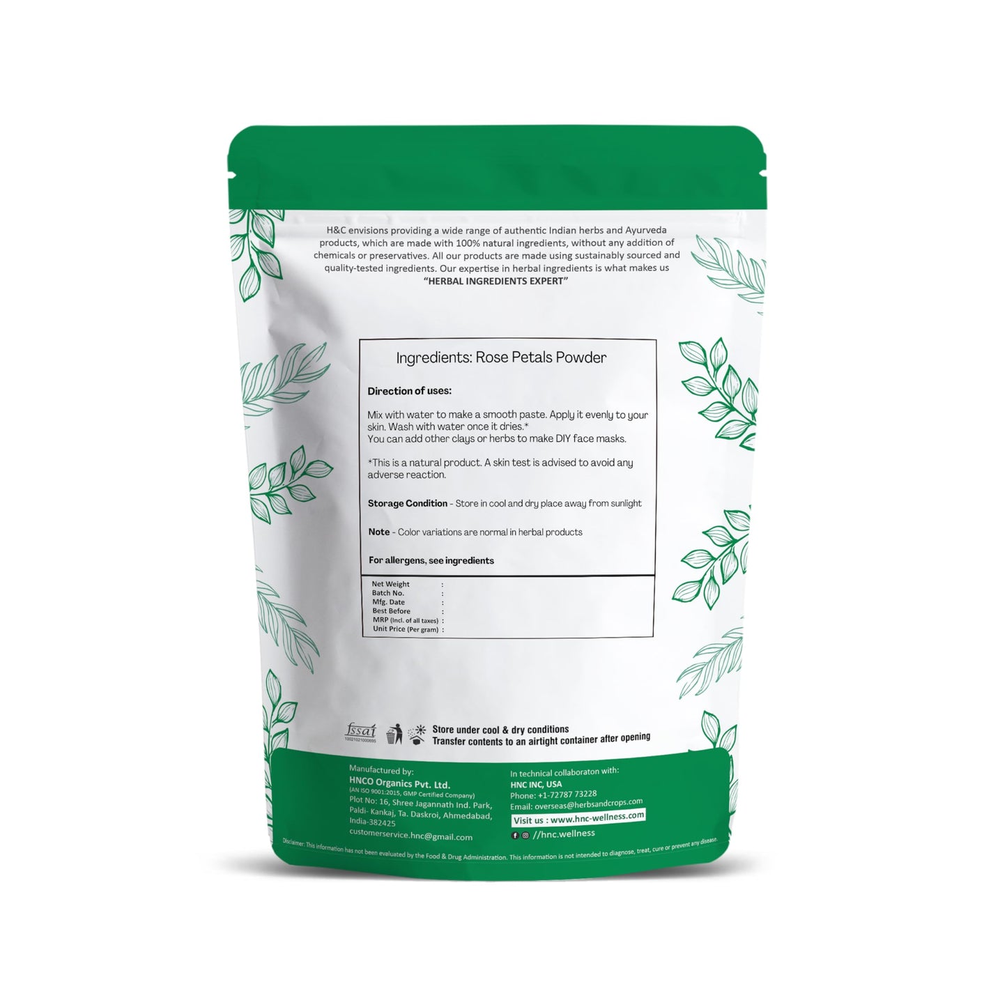 H&C 100% Pure Rose Petals Powder (Rosa Centifolia) for Facial Mask Formulation - 1/2 LB/ 227 gms / 8 Oz Beauty & Personal Care H&C