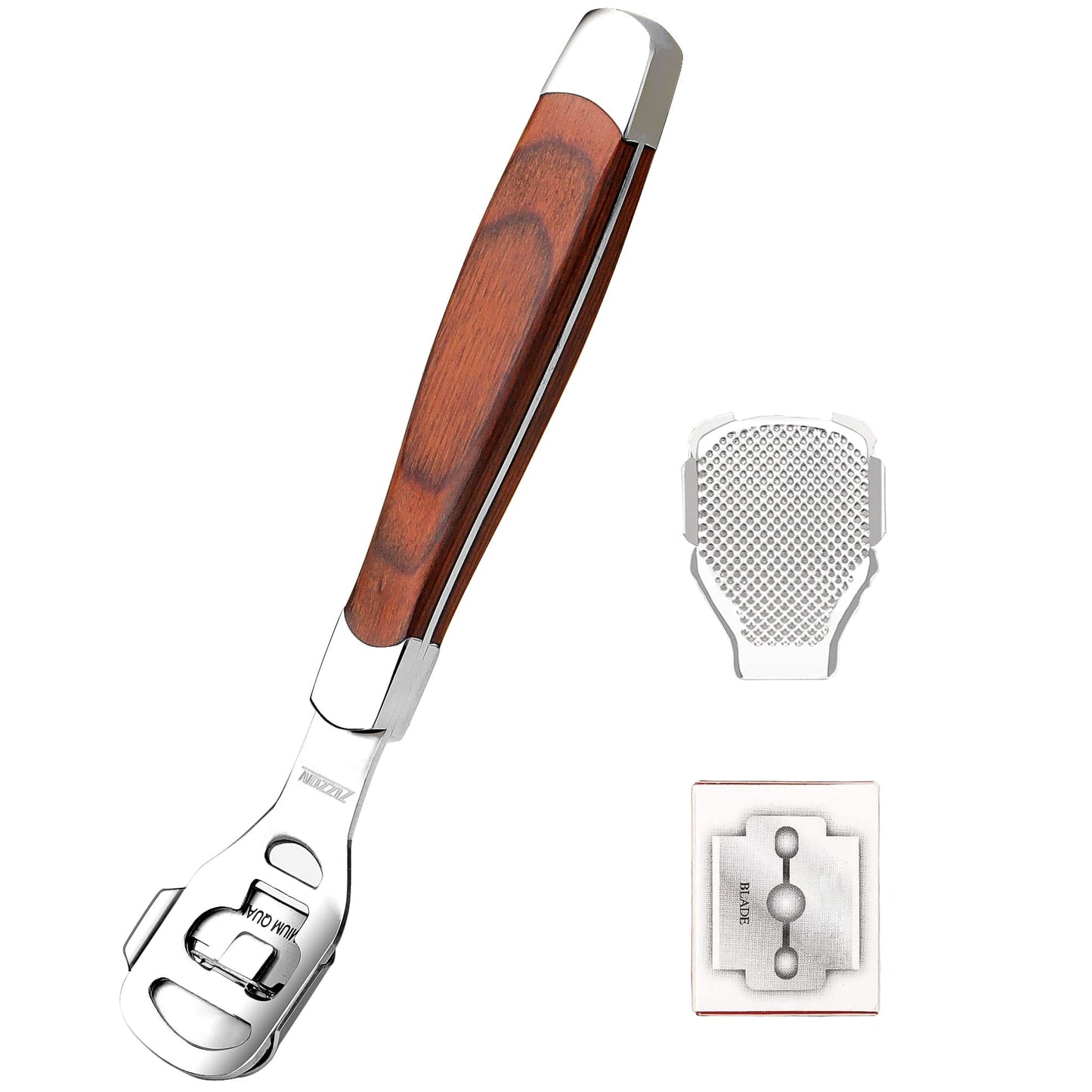 ZIZZON Foot Care Pedicure Callus Shaver Hard Skin Remover Wood Handle 10 Blades ZIZZON Beauty & Personal Care ZIZZON