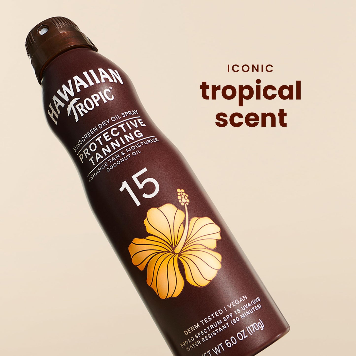 Hawaiian Tropic Dry Oil Tanning Spray Sunscreen SPF 15, 6 oz | Protective Sun Tanning Oil with SPF 15 Sunscreen, Oxybenzone Free, 6 oz Beauty and Personal Care Hawaiian Tropic