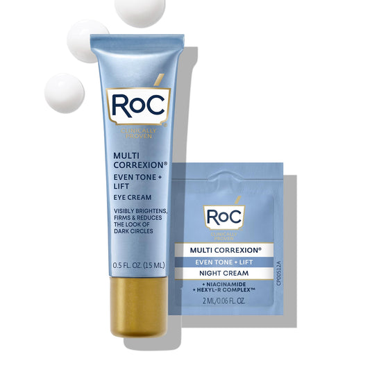 RoC Multi Correxion 5 in 1 Anti-Aging Eye Cream for Puffiness, Under Eye Bags & Dark Circles, Skin Care Treatment with Shea Butter, (.5 oz) with Night Beauty & Personal Care RoC