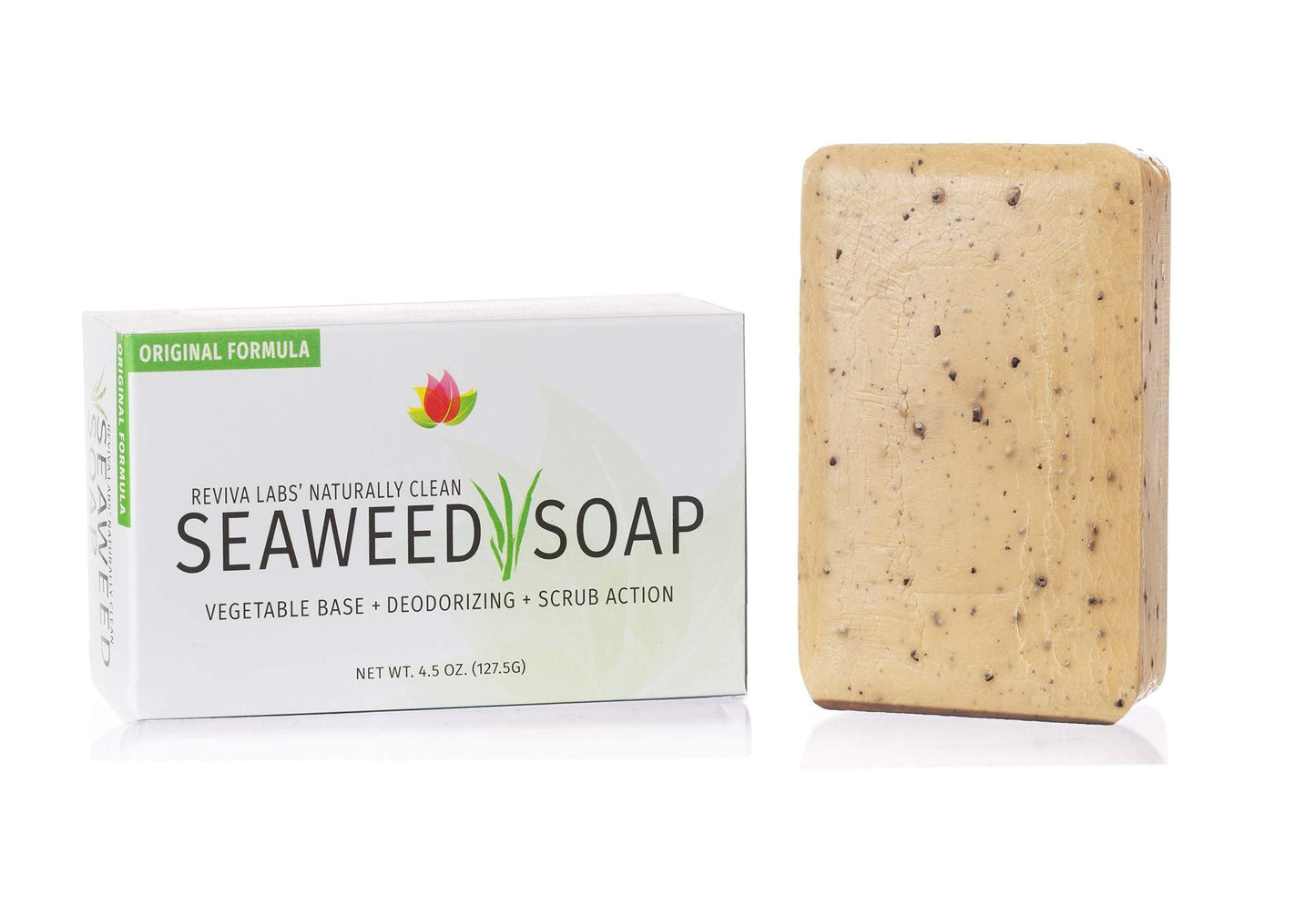 Reviva Seaweed Soap - 4 Pack - Organic Seaweed Face Scrub and Exfoliating Body Scrub Soap Bar - 4.5 oz. Vegetable Base Natural Bar Soap and Seaweed Beauty & Personal Care Reviva Labs