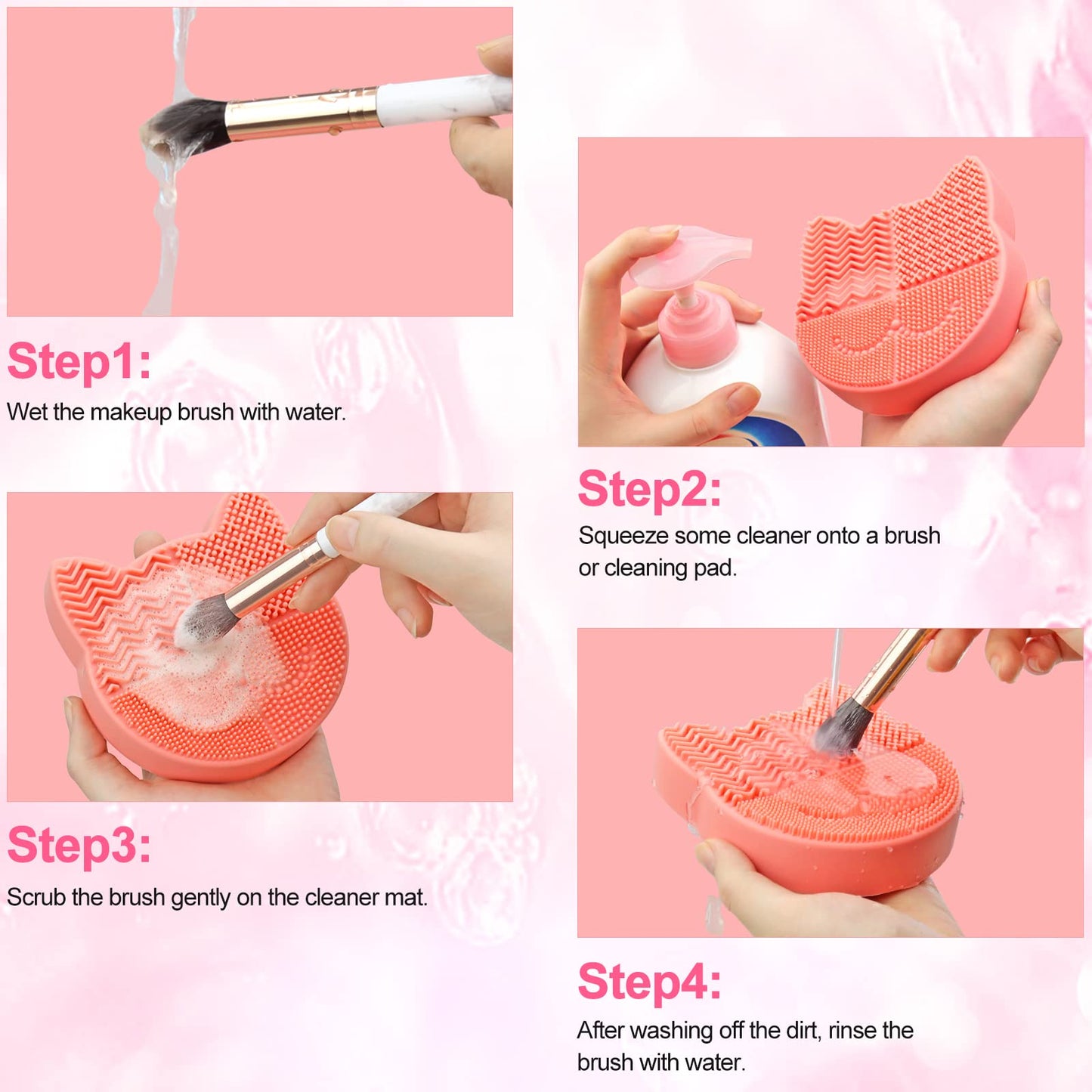 Makeup Brush Cleaning Mat with Drying Holder for Sink-Silicone Washing Cosmetic Brush Cleaner Pad (Orange) Beauty & Personal Care Mygeromon