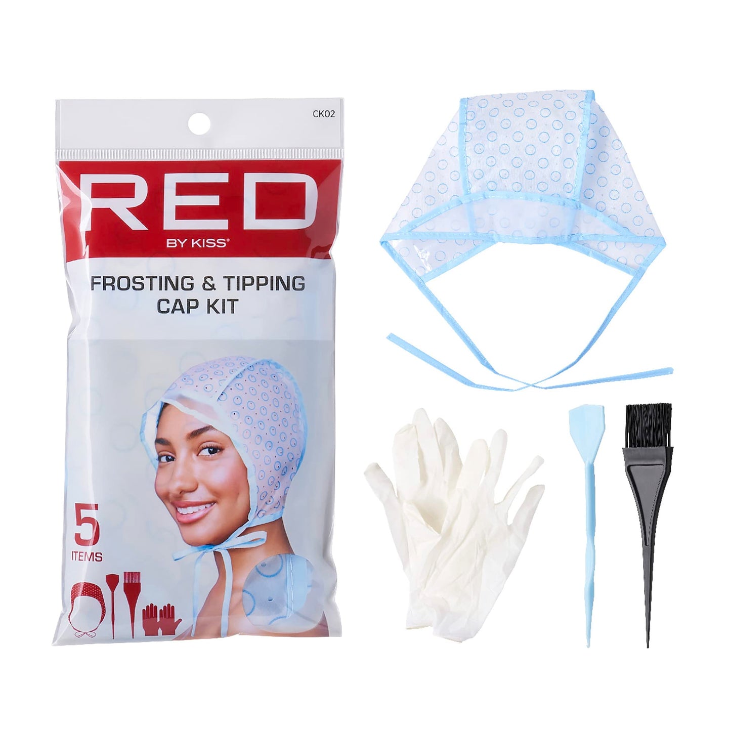 Red by Kiss Hair Dye Coloring and Highlighting Kit Frosting and Tipping Cap kit (5 Piece Kit) Beauty & Personal Care Red by Kiss