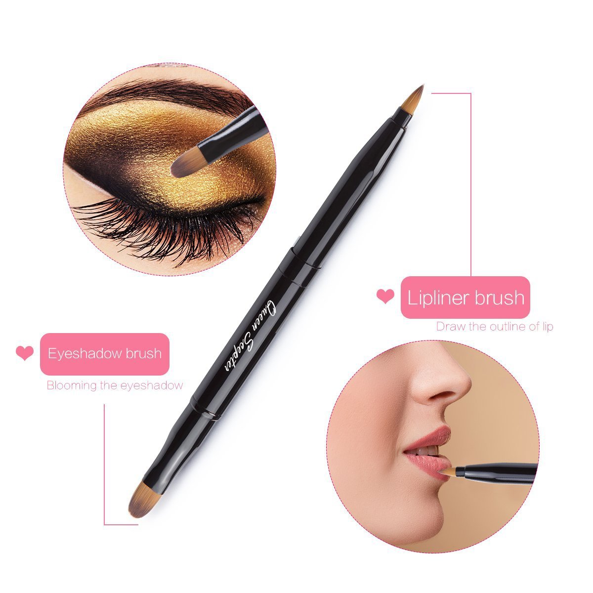 Retractable Lip Brush Concealer Makeup Dual End Travel Size Lipstick Brush With Cap Beauty & Personal Care Queen Scepter