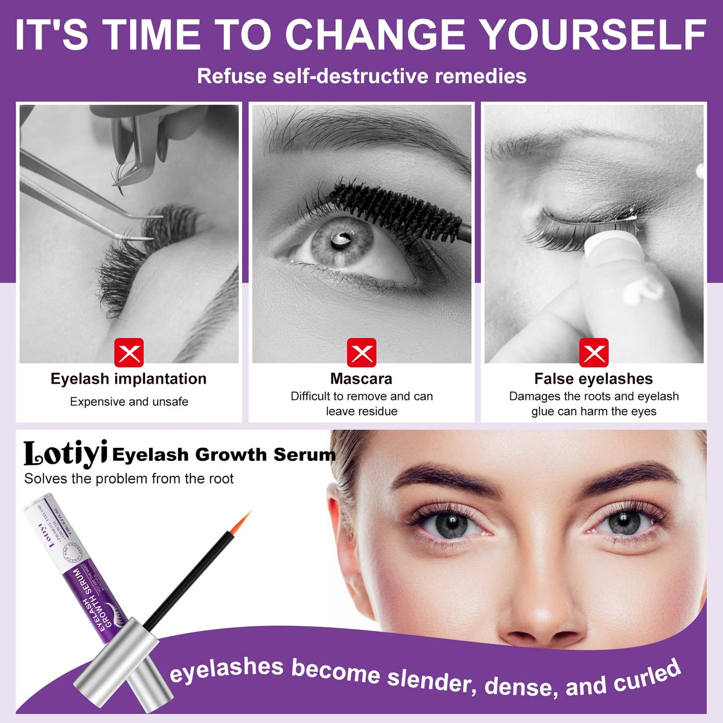 LOTIYI Eyelashes Growth Serum -6ml Eyelash Growth Serum for Natural Lashes & Extensions & Eyebrows, Thicker, Fuller & Longer Looking Beauty & Personal Care LOTIYI