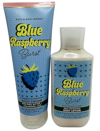 Bath & Body Works Blue Raspberry Burst Body Lotion & Ultimate Hydration Body Cream Set - Fruity Berry Moisturizer Duo Beauty & Personal Care Bath & Body Works