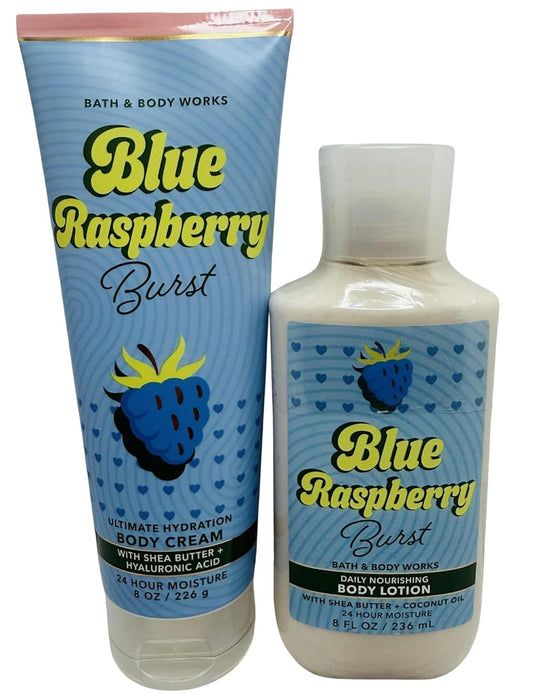 Bath & Body Works Blue Raspberry Burst Body Lotion & Ultimate Hydration Body Cream Set - Fruity Berry Moisturizer Duo Beauty & Personal Care Bath & Body Works