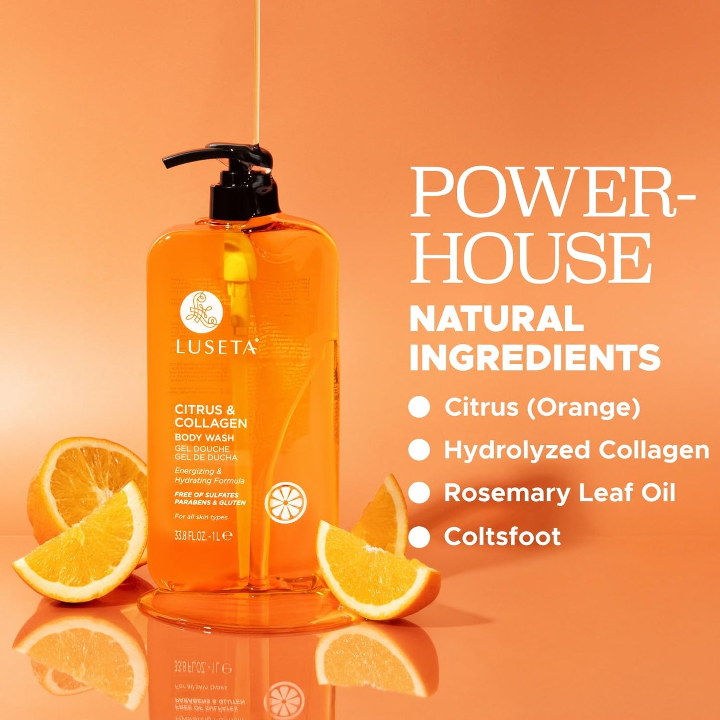Luseta Citrus & Collagen Body Wash Nourishing & Refreshing Cleanser Enhances Skin Elasticity & Hydration Suitable for All Skin Types 33.8oz Beauty & Personal Care L LUSETA