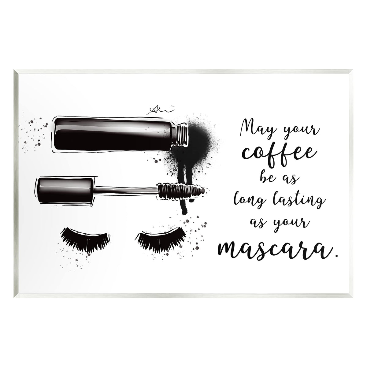 Stupell Industries Coffee & Lashes Mascara Phrase Wood Wall Art, Design by Alison Petrie Beauty & Personal Care Stupell Industries