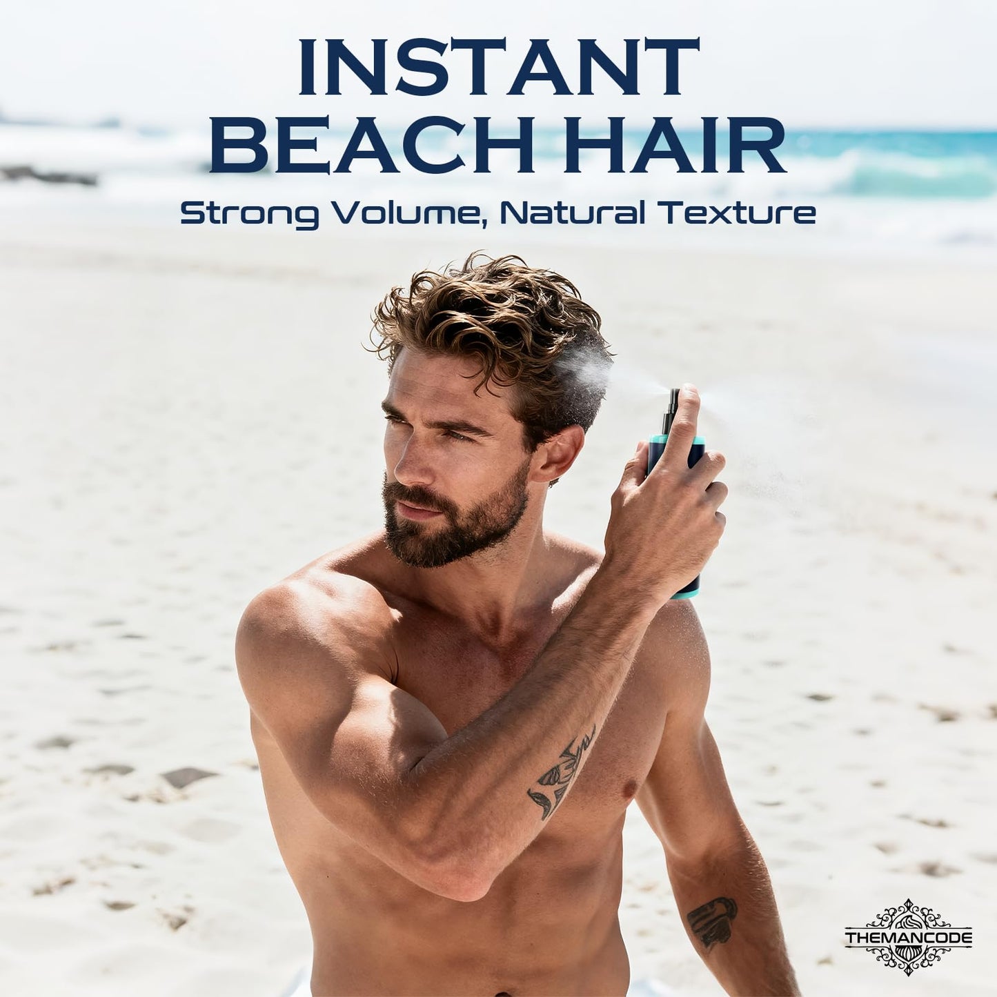 THEMANCODE Sea Salt Spray for Men, Light Hold Thickness, Texturizing Hairspray, Beach Vacation Essentials, Surf Spray Adds Instant Volume, Travel Beauty and Personal Care THEMANCODE