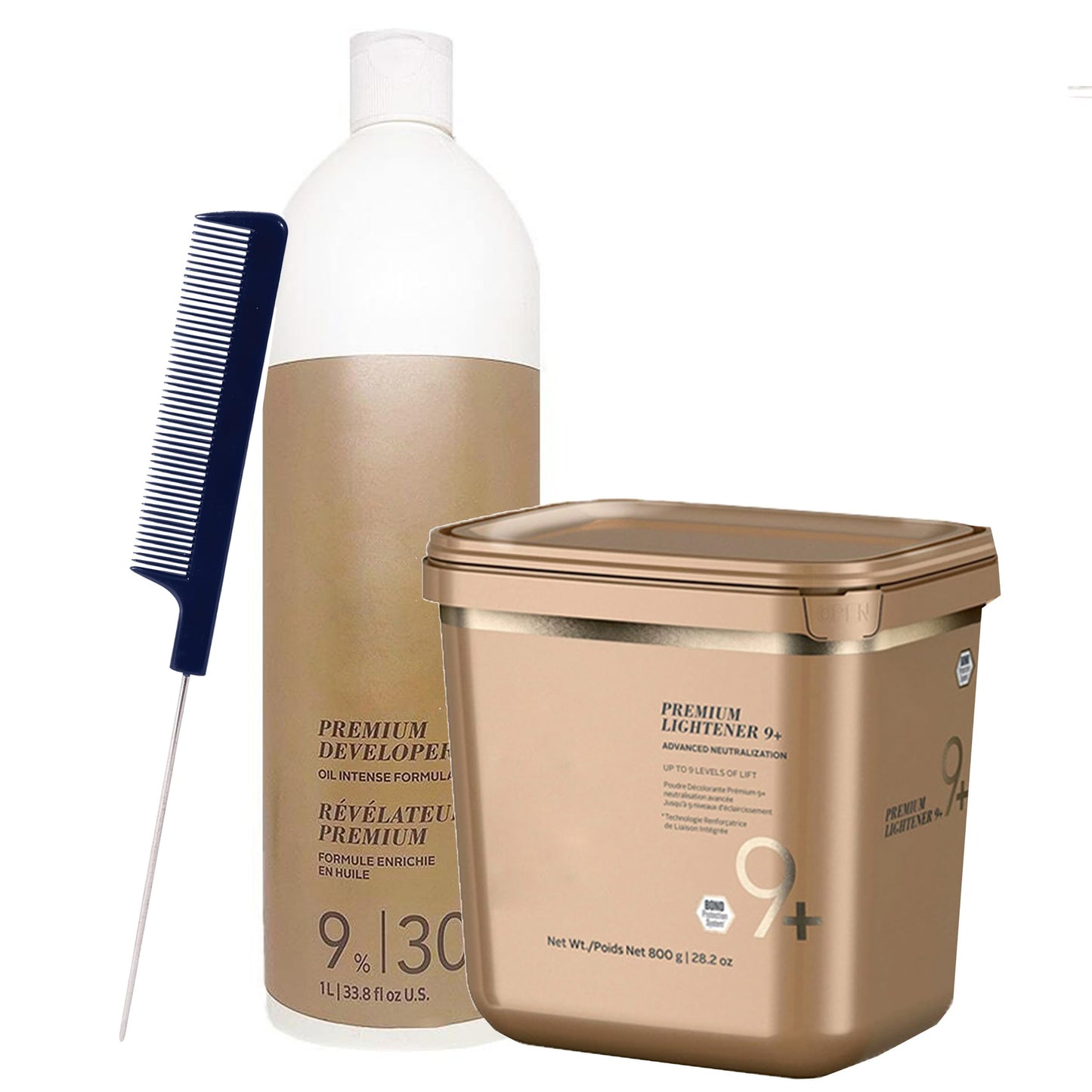 Blonde Me Lightener 9+ Bleach 800g with Blonde Me 9% / 30 Volume Developer 1L and Pin Tail Comb - Professional Hair Bleach Kit for Maximum Lift Beauty & Personal Care M Hair Designs