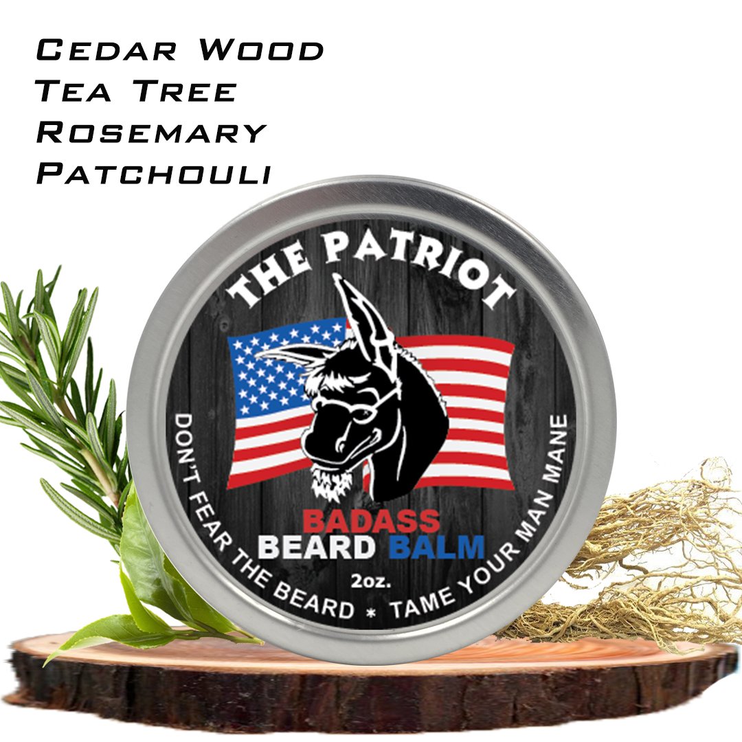 Badass Beard Care Beard Balm - The Patriot Scent, 2 Ounce - All Natural Ingredients, Keeps Beard and Mustache Full, Soft and Healthy, Reduce Itchy Beauty and Personal Care Badass Beard Care