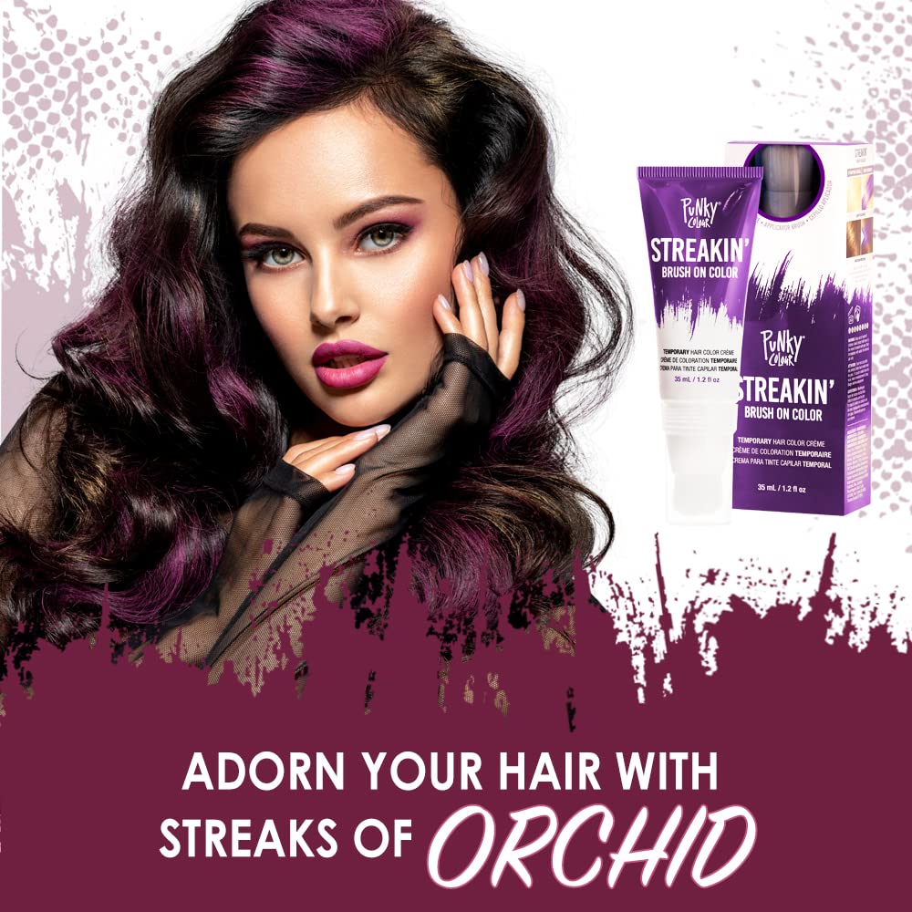 Punky Colour Streakin' Brush on Color Orchid, Temporary Hair Color Creme, Instant, DIY Hairstyle, Vibrant, Soft Hold, Men Women Kids, Easy-Squeeze Beauty & Personal Care Punky