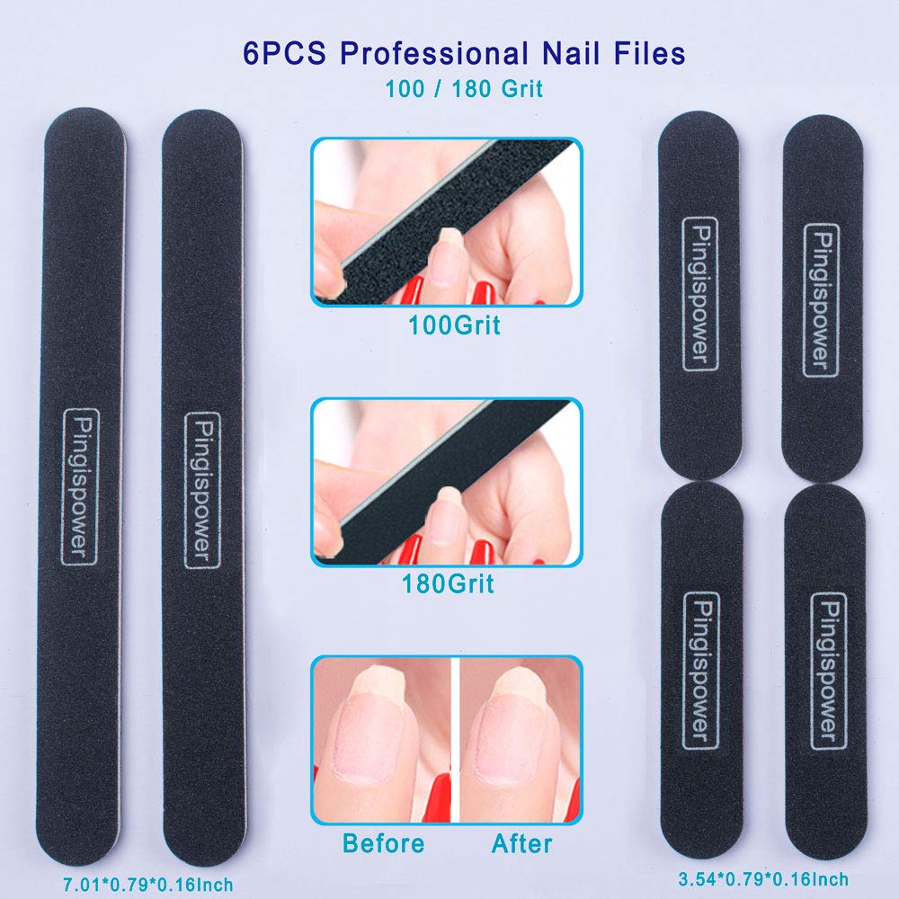 Pingispower Nail Files and Buffers, 20PCS Professional Nail File & Nail Polishing Buffer Block for Natural Nails, 100/180 & 600/3000 Grit Reusable Beauty & Personal Care Pingispower