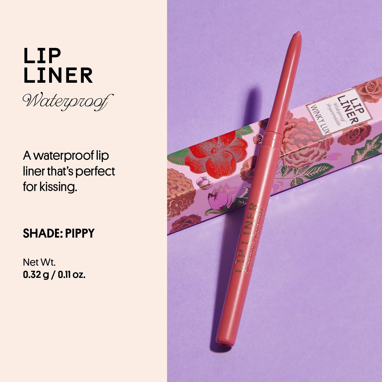 Winky Lux Pippy Demi Matte Lip Liner Pencil - Purple Mauve Lipliner, Waterproof Long Lasting Formula, Creamy Retractable Tip For Precision Beauty & Personal Care Winky Lux