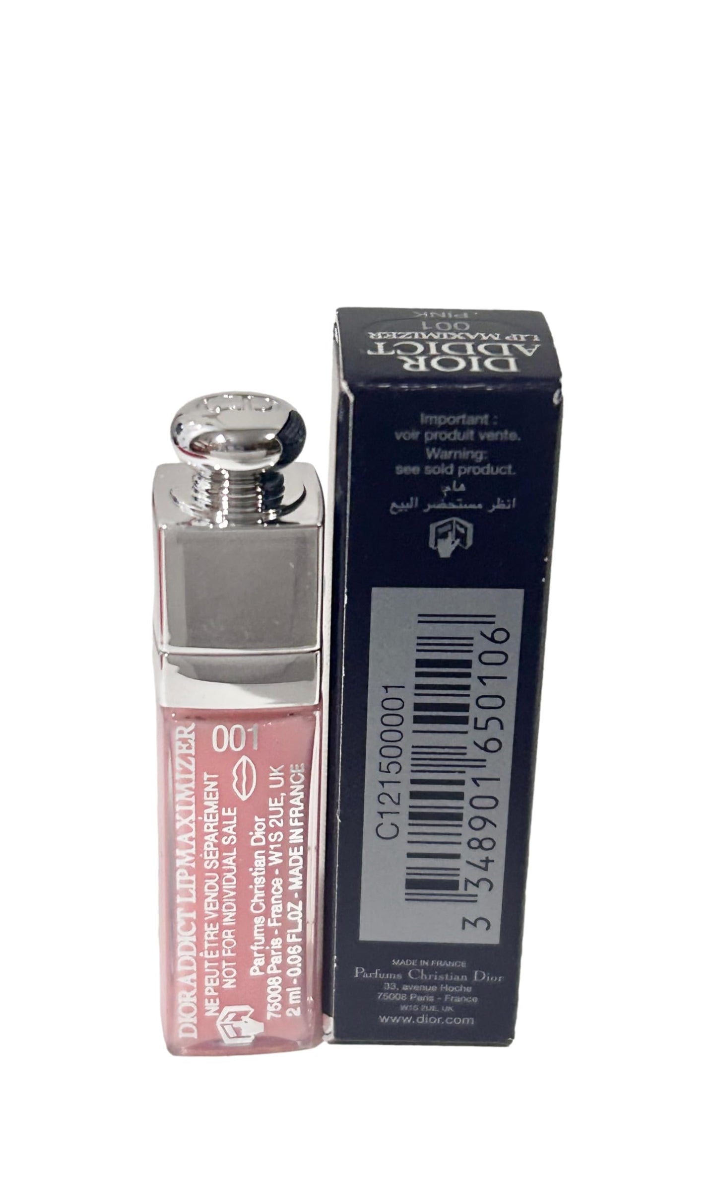 Dior Addict Lip Maximizer Lip Plumping Gloss # 001 PINK (MINI/SMALL/SAMPLE SIZE/TRAVEL SIZE) 2 ml / 0.06 fl oz- (NOTE THIS IS VERY SMALL) - 0106 Beauty and Personal Care Dior