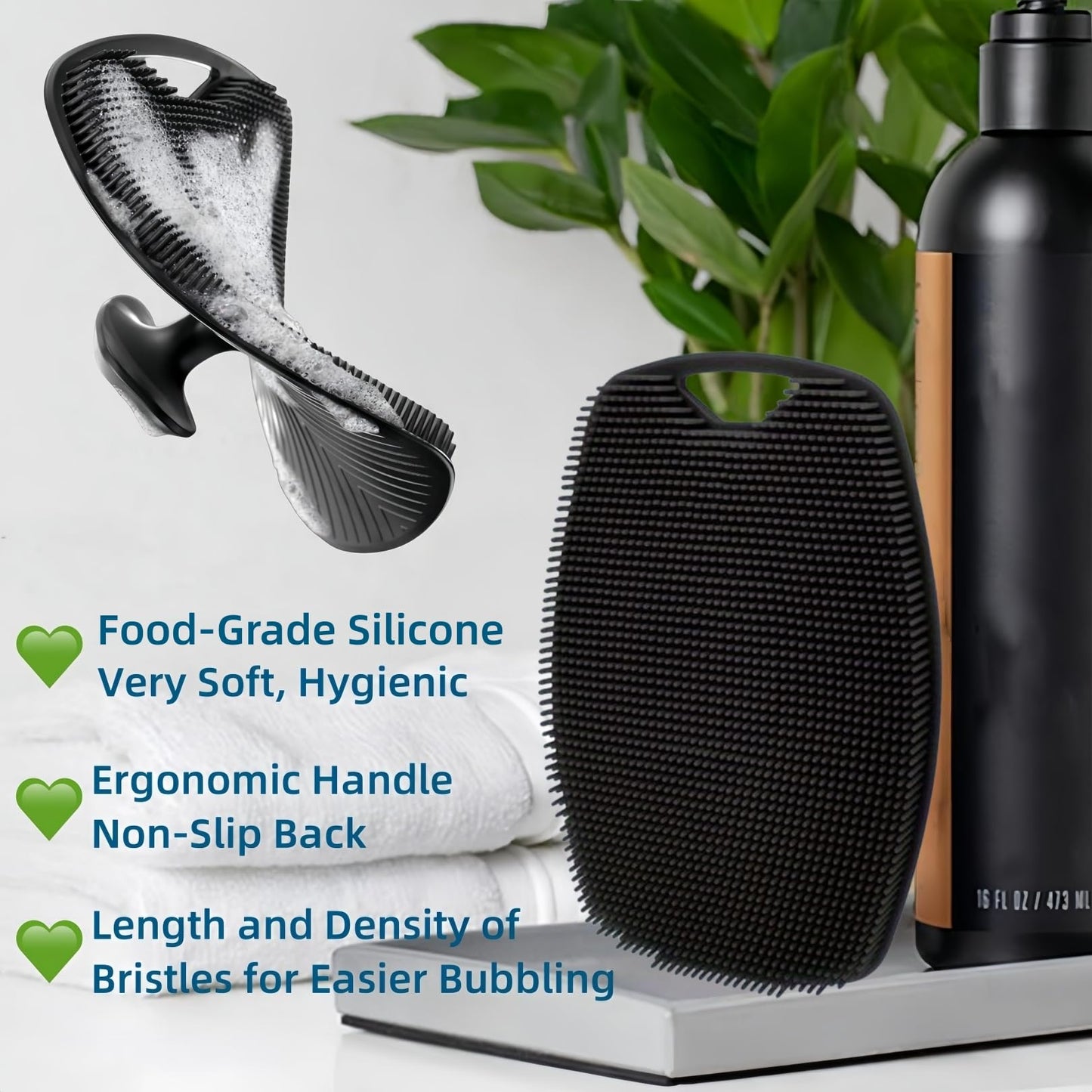 2 Pack Silicone Body Scrubber, Highly Elastic Bristles Handheld Brush for Shower, Lather Well and Gentle Exfoliating, Makes Skin Smooth, for Women Beauty and Personal Care Jopplim