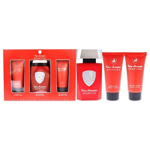 Tonino Lamborghini Lamborghini Sportivo Men 3 Pc Gift Set 4.2oz EDT Spray, 3.4oz After Shave Balm, 3.4oz Shower Gel Beauty & Personal Care Tonino Lamborghini Golf