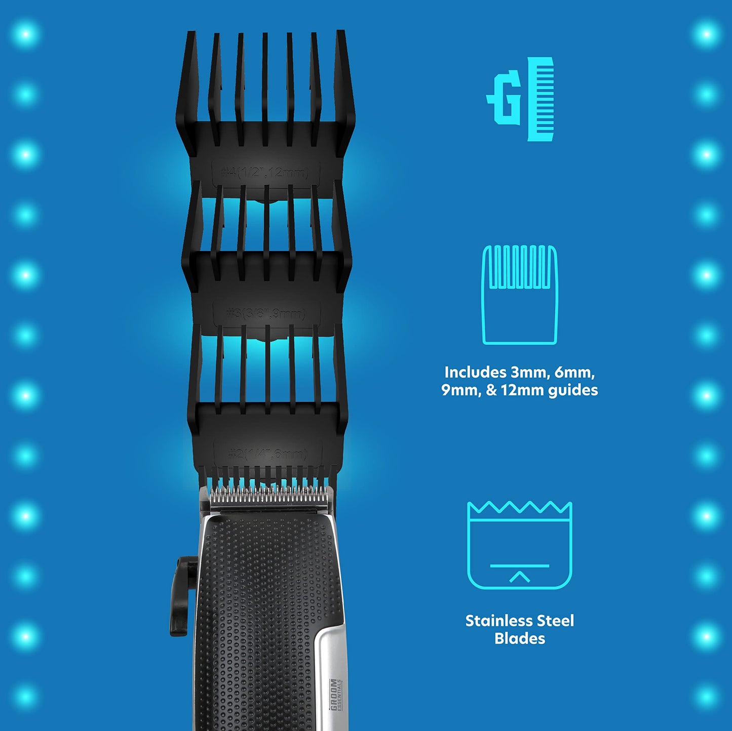 Hair Clippers for Men Professional Corded Clipper Kit - Beard & Mustache Trimmer, Barber Hair Cutting Machine with 4 Guide Combs, Scissors, Comb Beauty and Personal Care CHARGEWORX