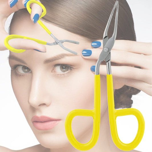 VISION TEK MED Professional Scissor Handle Tweezers Stainless Steel Shape Tool 'Eyebrow Nose Hair Clip Tweezer Remover for Lady Women (Yellow Pvc Beauty and Personal Care VISION TEK MED