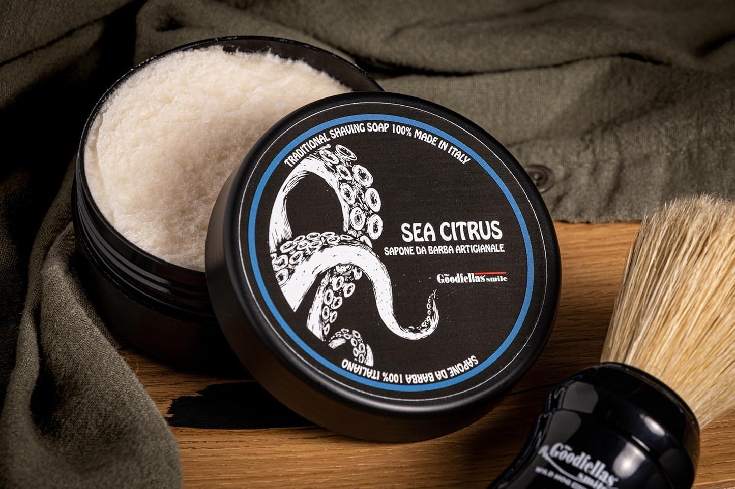The Goodfellas’ Smile SEA CITRUS (Sea Air & Lemon) Italian Shaving Soap - Soft Lathering Soap Made in Italy for Use with Brush, Safety Razor or Beauty and Personal Care The Goodfellas' smile