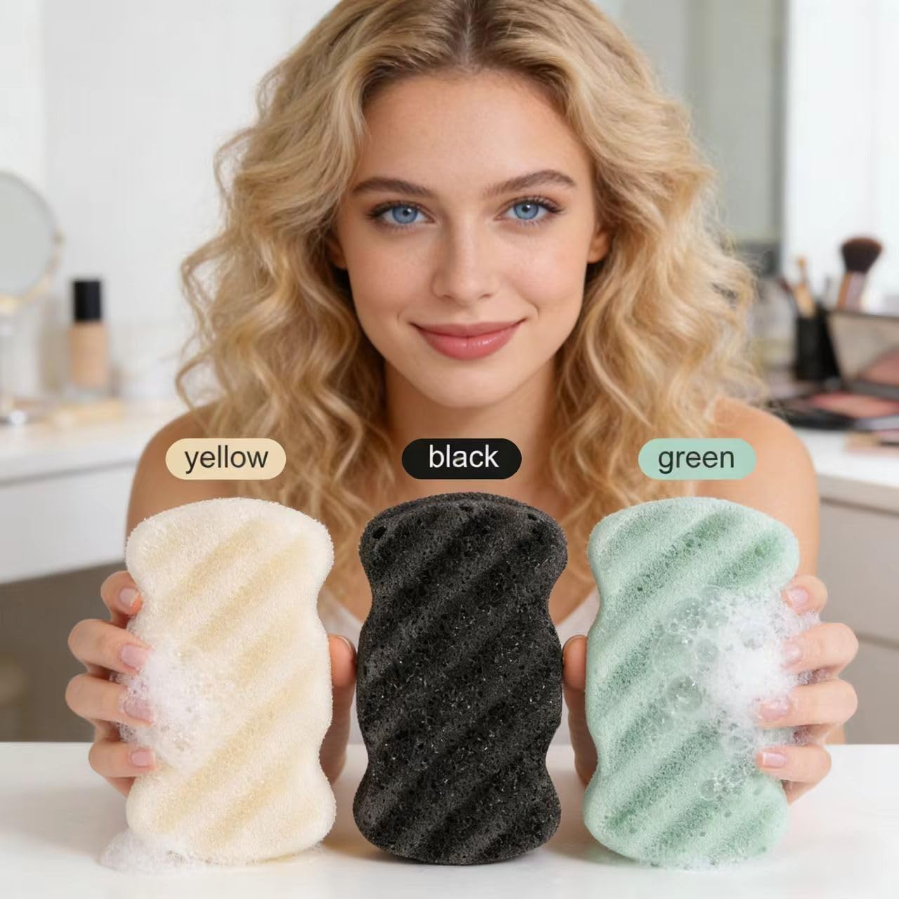 KECUCO 3 Pcs Natural Konjac Facial Sponges for Women and Girls, Gentle Facial Sponge for Cleansing and Makeup Removal, Bath Sponge for Babies Beauty & Personal Care KECUCO