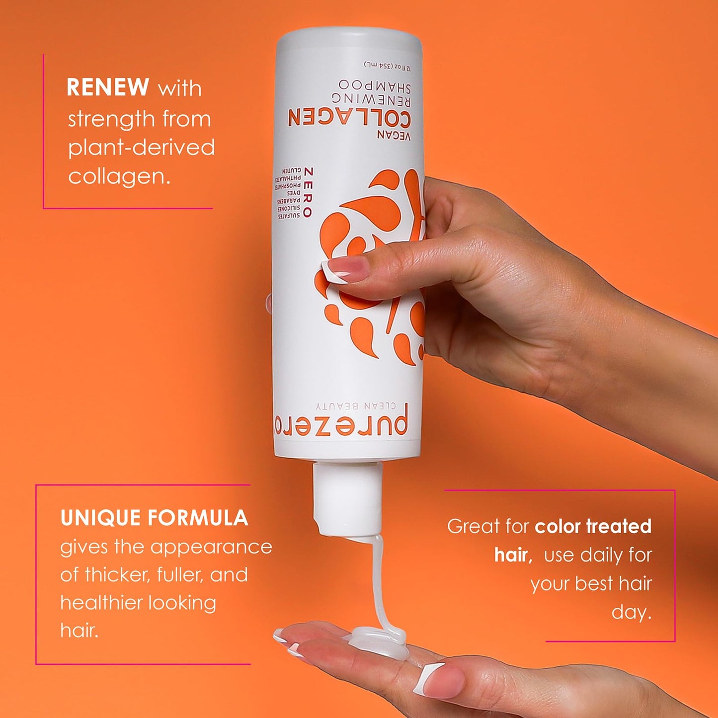 Purezero Collagen Silicone Free Shampoo & Conditioner Set - Strengthening & Hydrating - Duo for Dry or Damaged Hair - Plant-Based Collagen Beauty & Personal Care Purezero