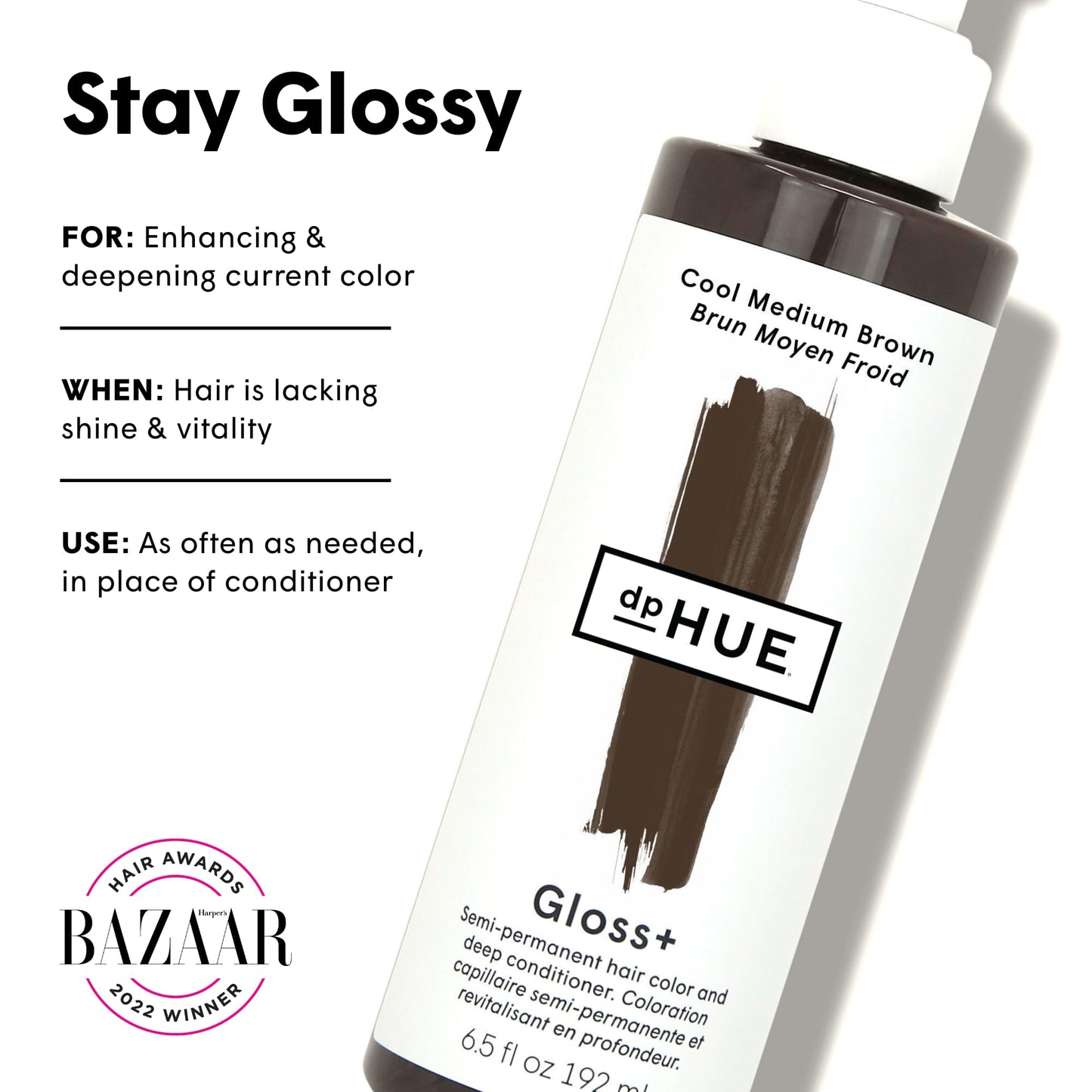 dpHUE Gloss+, Cool Medium Brown - Boosts Fading & Faded Hair Color - 8-12 Applications per Bottle - Lasts Up to 8 Washes Beauty & Personal Care dpHUE