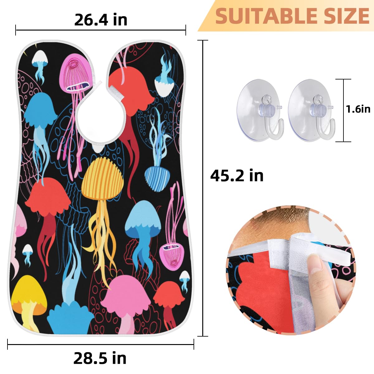 Hsnar Pattern Jellyfish Cute Beard Bib Beard Hair Catcher for Men Shaving Waterproof Non-Stick Hair Catcher Grooming Cloth with 2 Suction Cups Beauty and Personal Care Hsnar