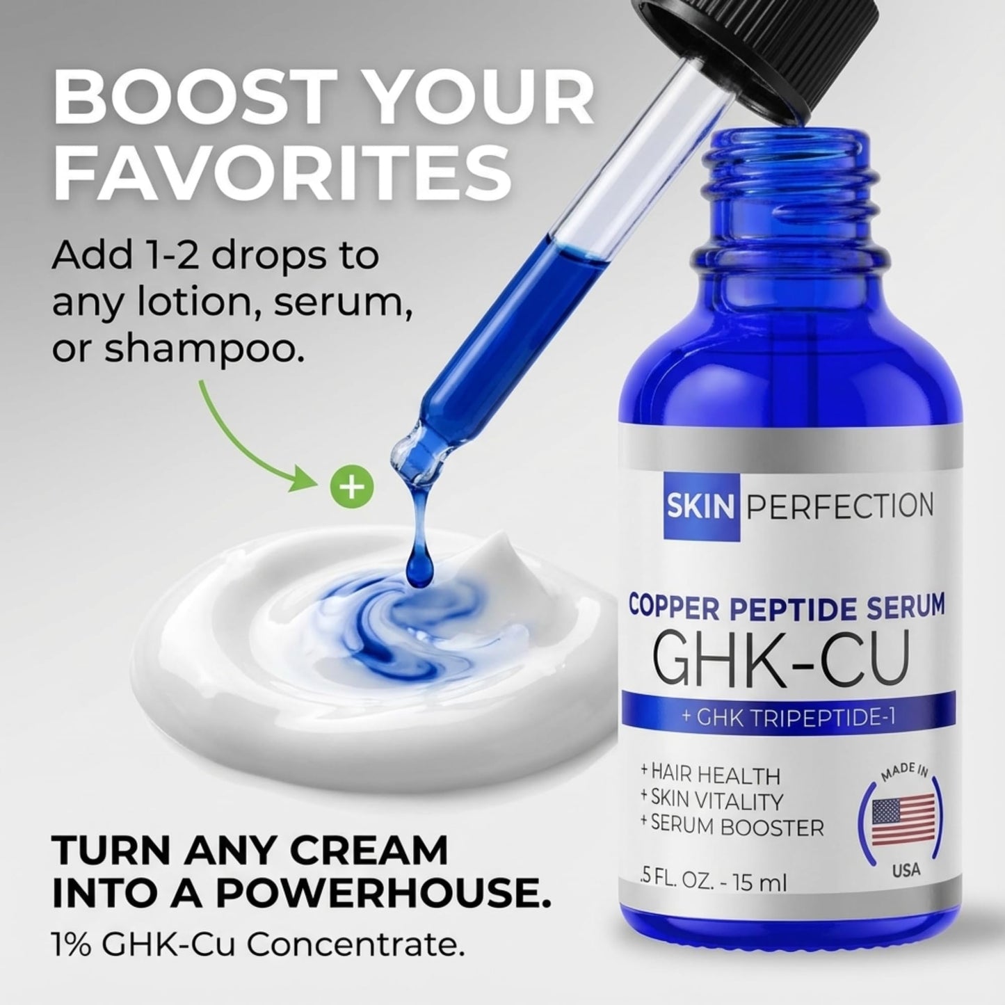 Skin Perfection Copper Peptides Serum for Face & Hair - Youth Serum with Copper Peptide for Fine Lines & Wrinkles - 1% Blue Liquid for Face, Hair Beauty & Personal Care Skin Perfection