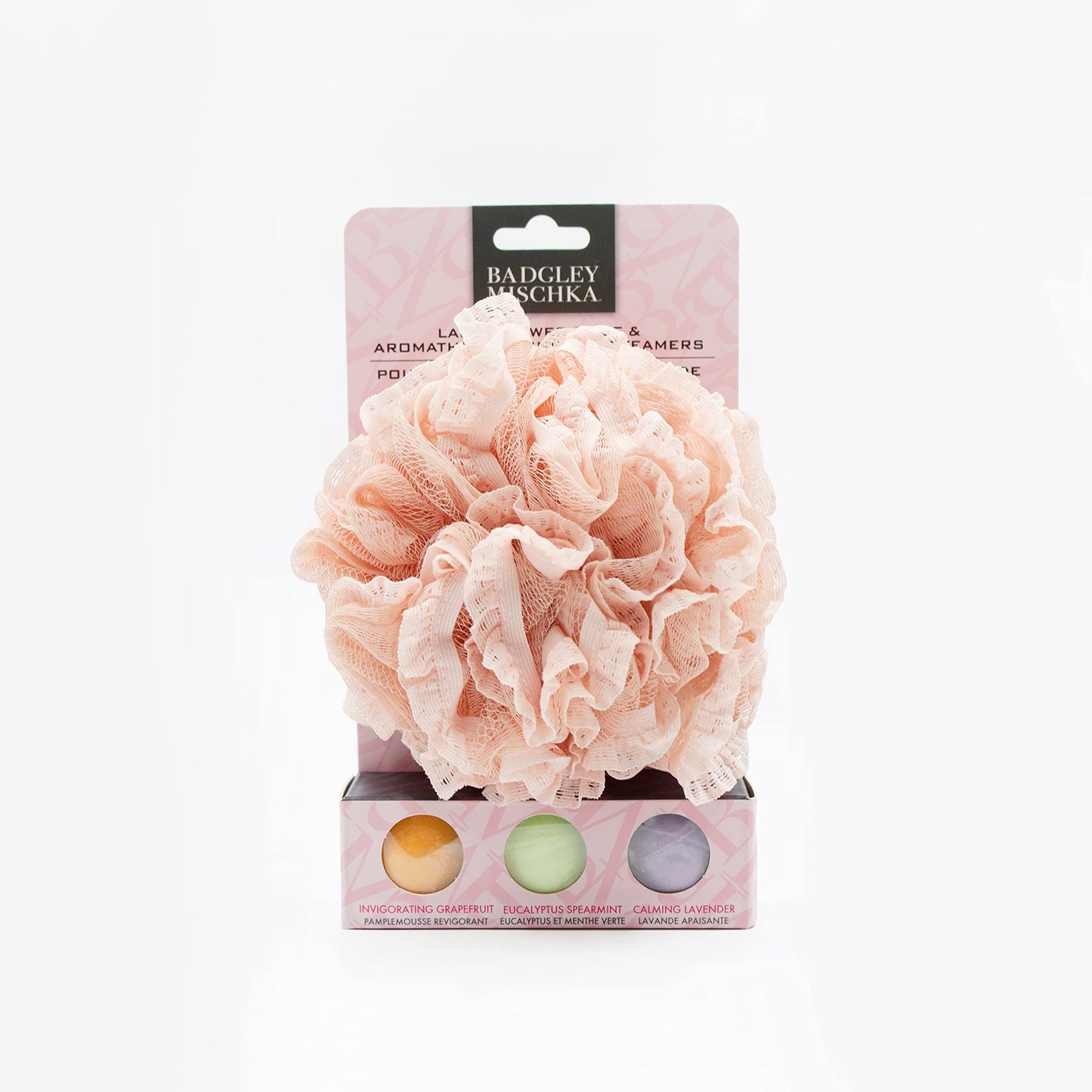 Exfoliating luxurey Lace Pouf and a 3 Pack of Shower Steamers that Lavender Scented emit Essential Oils. Beauty and Personal Care MinxNY
