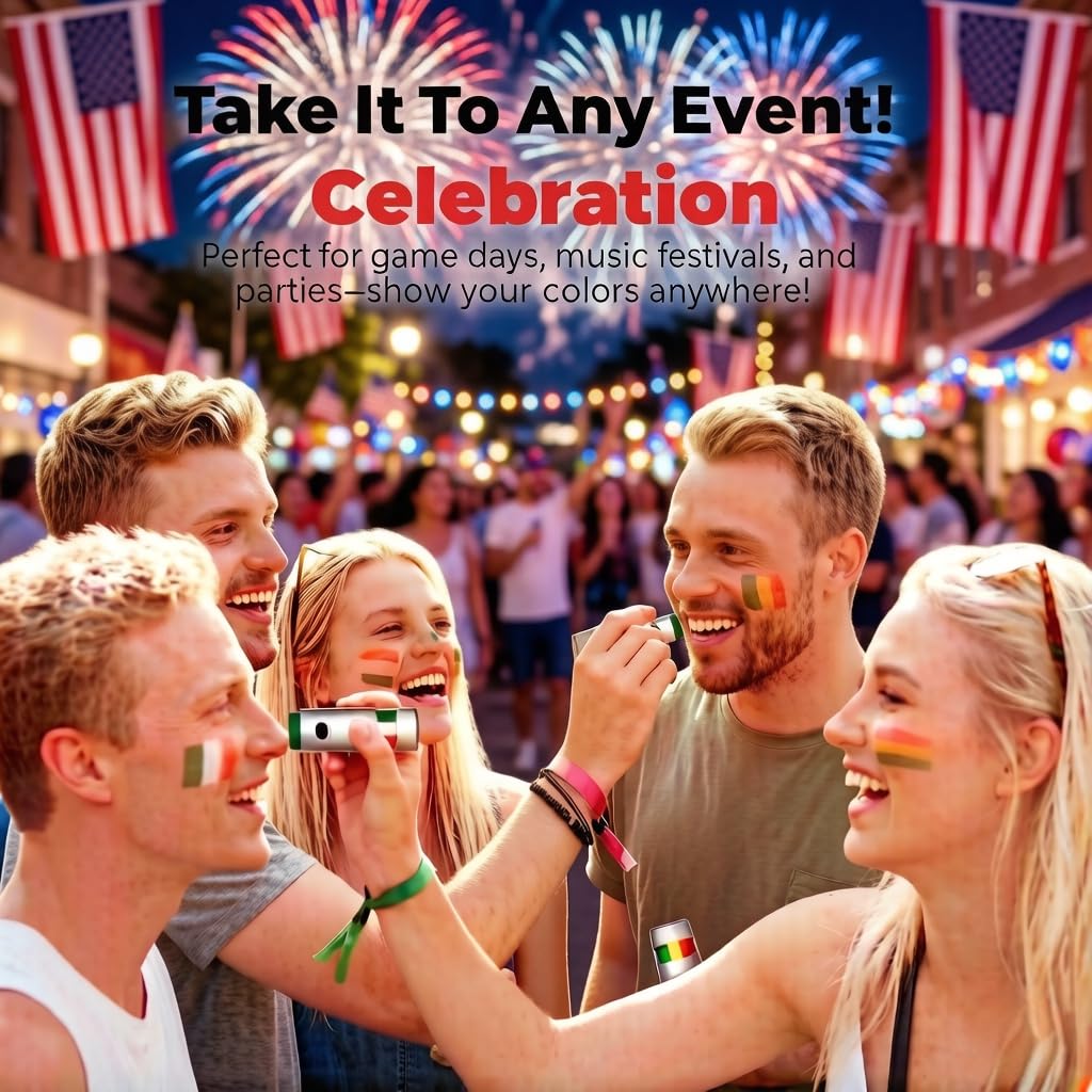 Red White Blue Face Paint Sticks, Patriotic Face & Body Paint for Sports, Festivals and Parties Beauty & Personal Care INQUADR