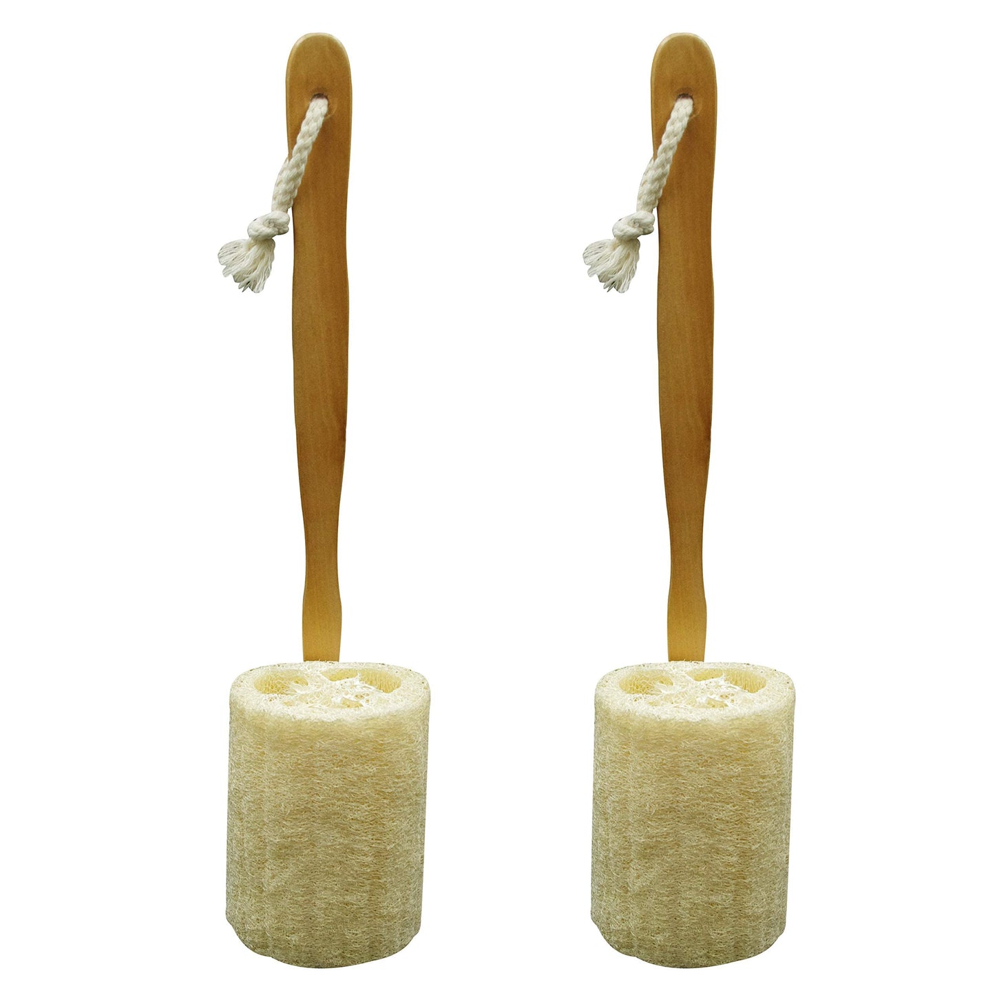 Natural Exfoliating Loofah Luffa Loofa Back Sponge Scrubber Brush with Long Wooden Handle Stick Holder Body Shower Bath Spa Pack of 2 Beauty & Personal Care TTYBG