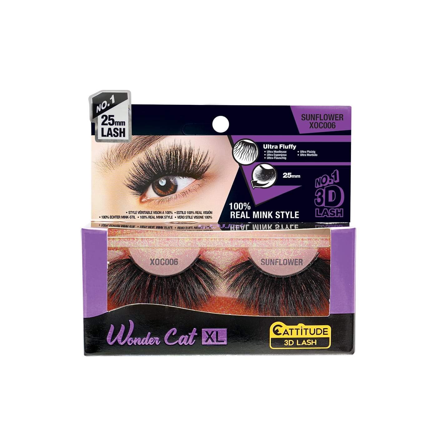 CATTITUDE 3D LASHES Sunflower Wonder Cat XL Faux Mink False Eyelashes, Lightweight & Reusable, Cruelty-Free Beauty & Personal Care EBIN NEW YORK