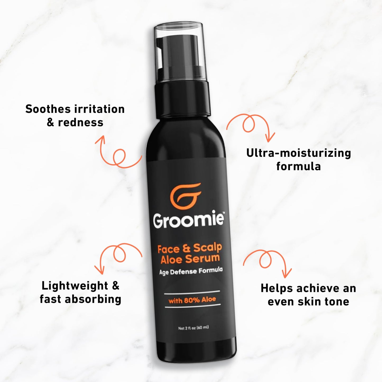 Groomie Face & Scalp Aloe Vera Serum - Hydrating, Soothing, and Moisturizing Skincare Formula, Daily Lightweight and Fast Absorbing, After-Shave Care Beauty and Personal Care Groomie