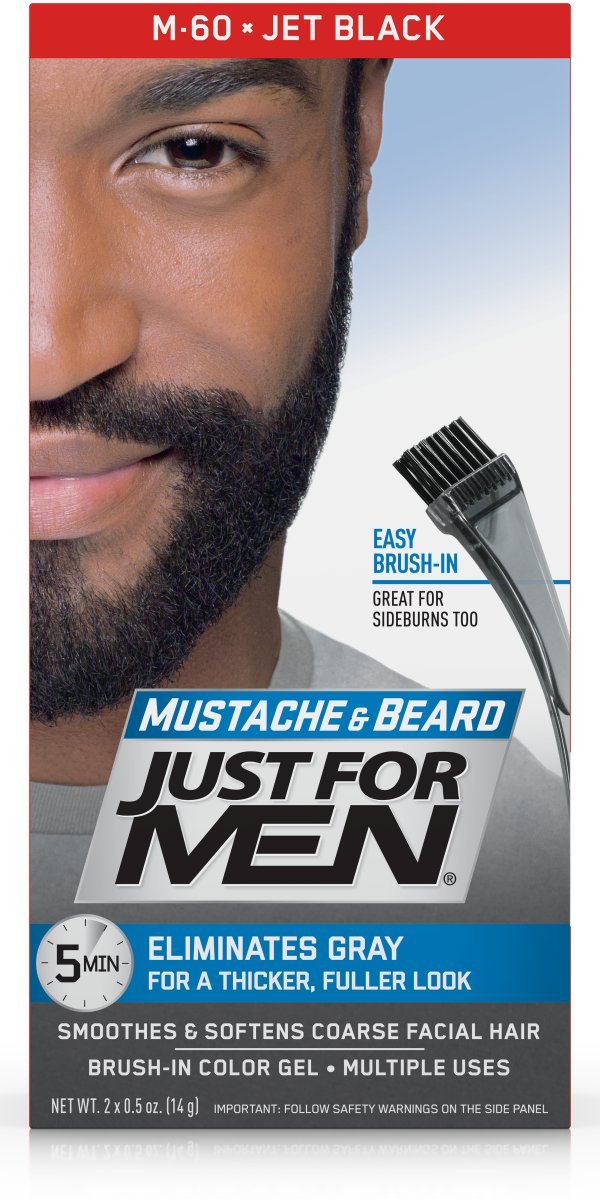 Mustache and Beard Brush-In Color Gel Jet Black Beauty & Personal Care Just for Men