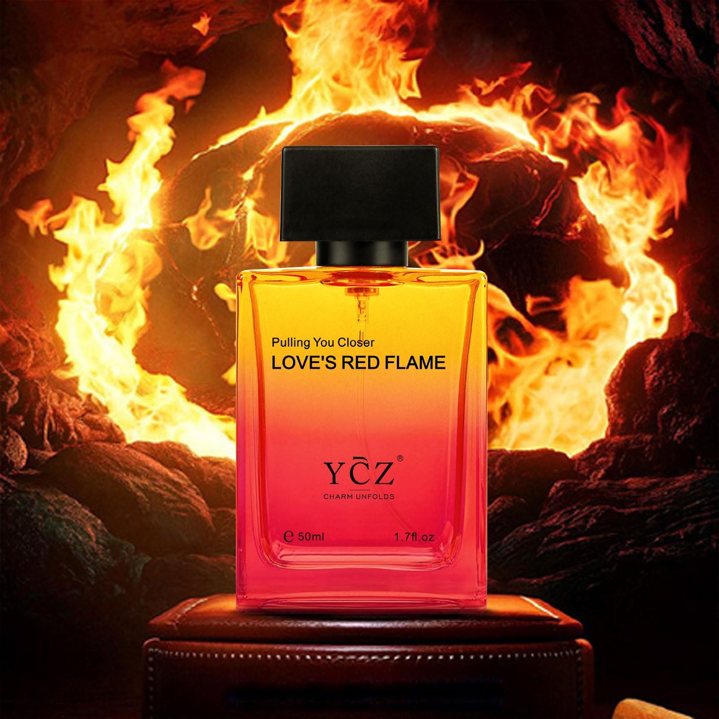 Ycz LOVE'S RED FLAME Men's Perfume 1.7 oz, Gradient Red Flame Bottle for Passionate Love Perfume, Spicy Woody Signature Long-Lasting Fragrance - Ideal Beauty and Personal Care Ycz