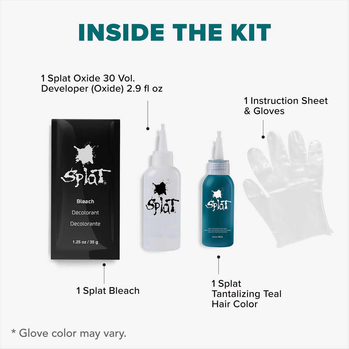 Splat Tantalizing Teal Semi Permanent Hair Dye Kit with Bleach, 1 Application, Includes Teal Hair Dye, Oxide & Bleach Powder, Vegan & Cruelty Free Beauty & Personal Care Splat